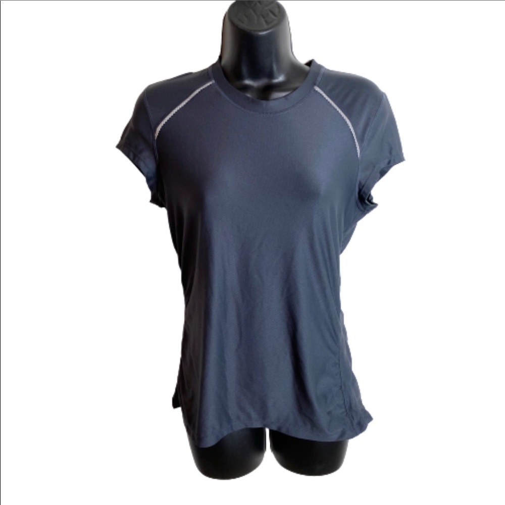 Athleta Women’s Athletic Tee Shirt Lace Trim Scrunched Sides Size Small - Picture 1 of 5